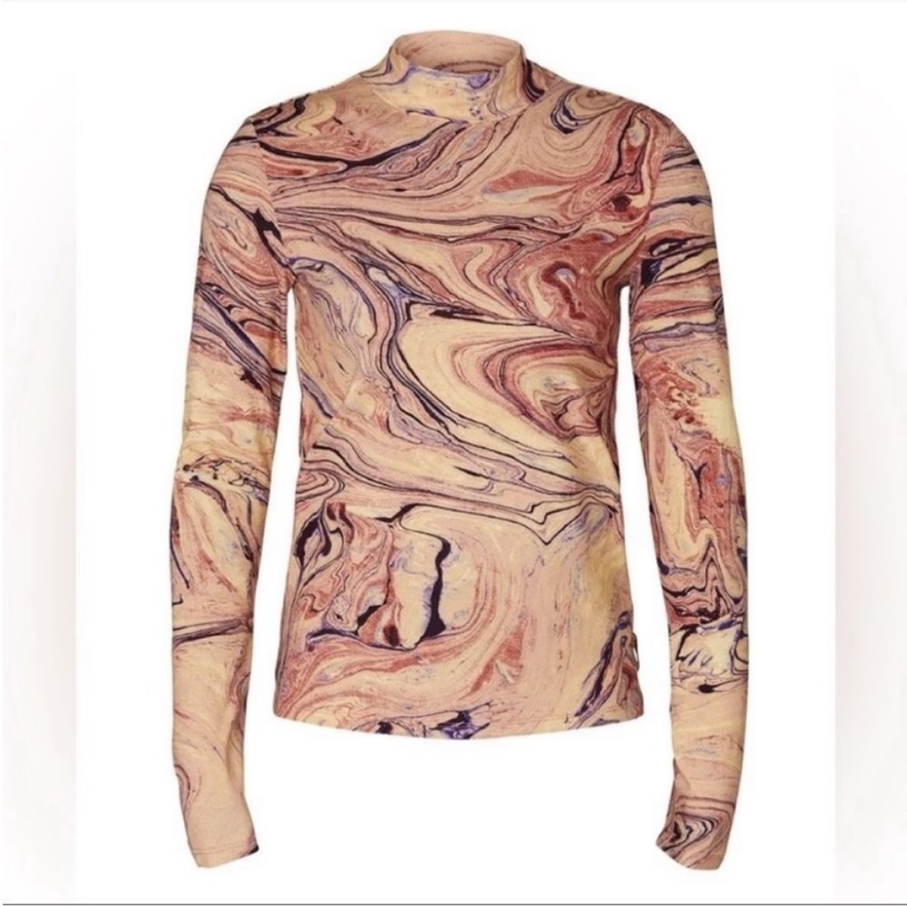 Scotch and Soda Long Sleeve Mock Neck Marble Shirt